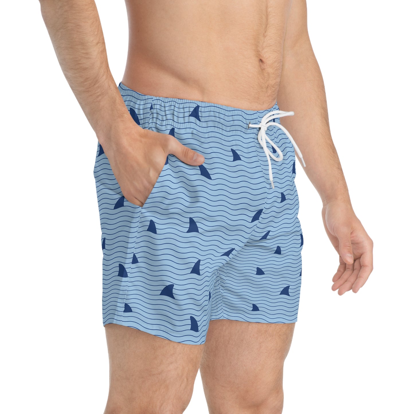 Men's Shark Fins Pattern Swim Trunks for Summer - Perfect Beachwear